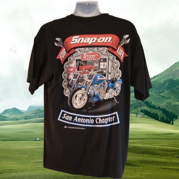 Gildan Shirt Mens XL Snap On Tools Logo Black 100% Cotton T Shirt Canada Made - Picture 5 of 10